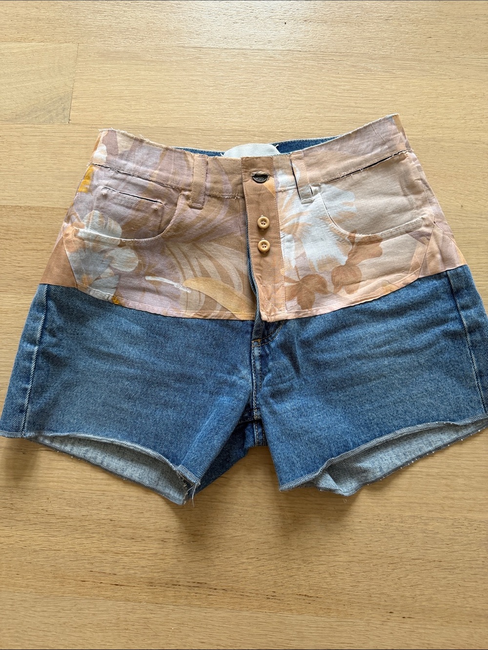 Maison Martin Margiela Floral & Denim Women’s Shorts - Peach Floral 38